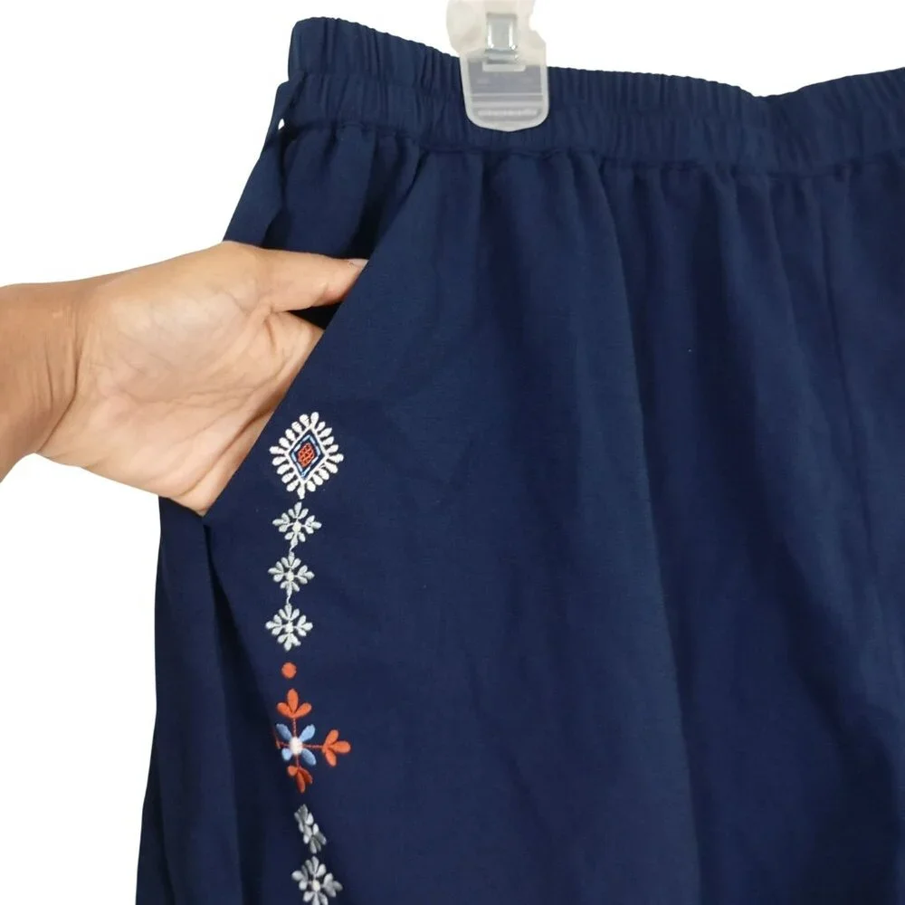 Lucky Brand Womens Embroidered Blue Shorts With Tie Detail - Size L
